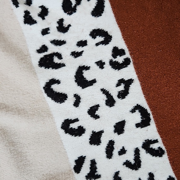 Leopard Print Colorblock Sweater - large - Picture 3 of 8
